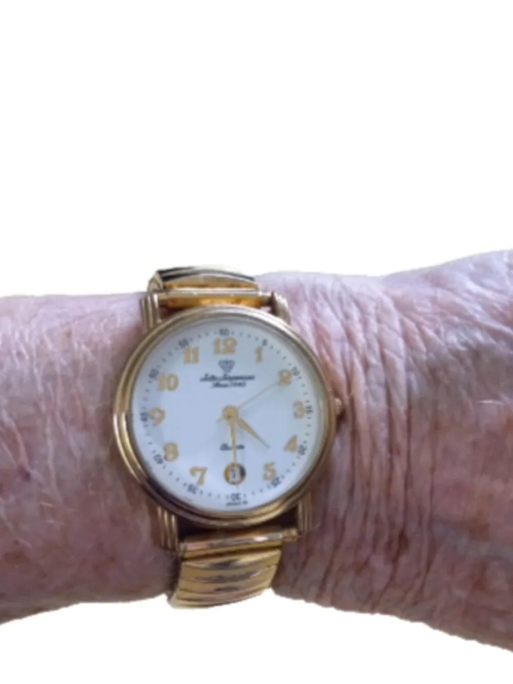 Jules Jurgensen Women's Gold Tone Quartz Watch 28mm Date Stretch Band Works